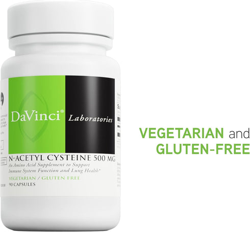 DAVINCI Laboratories N-Acetyl Cysteine 500 mg - Amino Acid Supplement for Immune System Function and Lung Health, 90