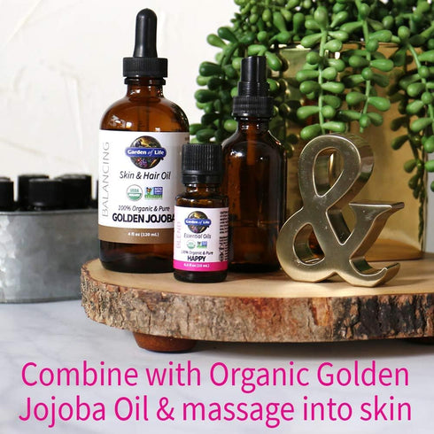 Garden of Life Essential Oils, 100% Organic & Pure Geranium, Sweet Orange & Palmarosa, 0.5 fl oz, Happy Blend