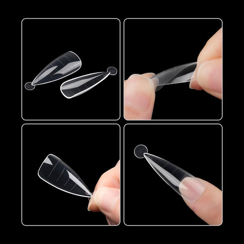 NMKL38 Clear Dual Forms Acrylic Nail System UV Gel Nail Mold Full Cover False Nail Tips with Scale (120 Water Drops)