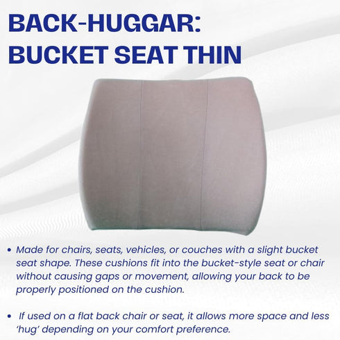 Thin Ergonomic Bucket Seat Lower Lumbar Back Support Pillow Cushion for Office Chair, Car, Truck, Wheelchair, Gaming