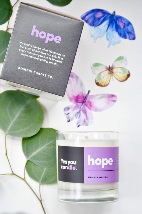 Hope Inspirational 8oz Highly Scented Candle, Soy, Made in USA, Pure Essential Oils, Vanilla and Sandalwood