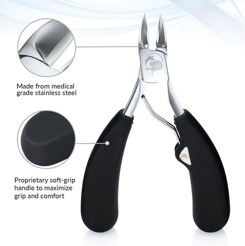 Toenail Clippers for Thick or Ingrown Nails, Heavy-Duty Soft-Grip Nail Nipper with Surgical-Grade Steel Blades