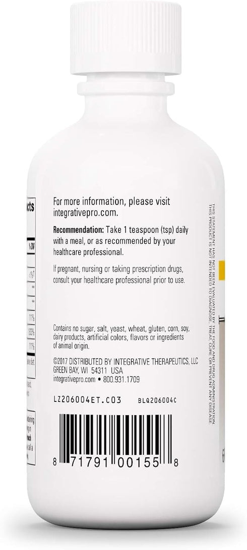 Integrative Therapeutics Liquid Iron - Vegan Iron Supplement with Vitamin B12 & Folate, 6 fl oz, Apple Cinnamon
