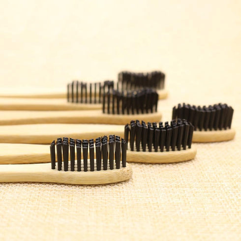 N-amboo Pack 6 Hard Toothbrush Bamboo Toothbrush for Adult Manual Toothbrsuh Hard Bristles