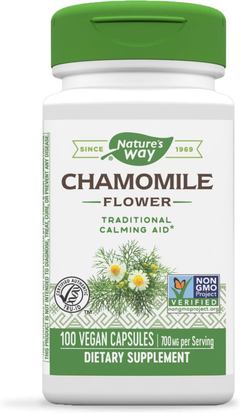 Nature's Way Chamomile Flower - 700 mg per 2-Capsule Serving, Herbal Supplement, 100 Vegan Capsules