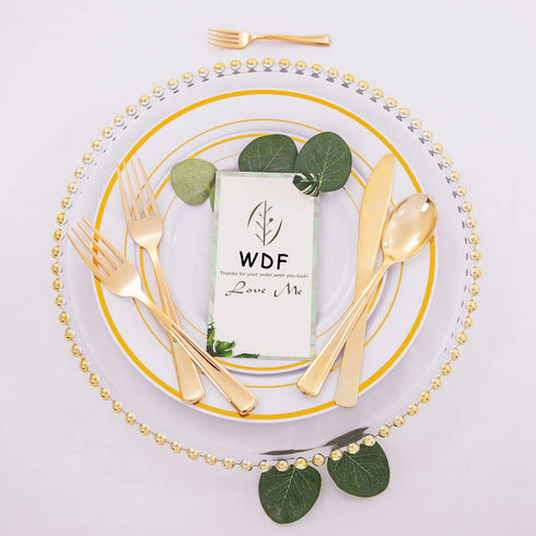 WDF 100 Piece Gold Plastic Forks, 7.4inch Disposable Gold Silverware for Dessert Cake Parties