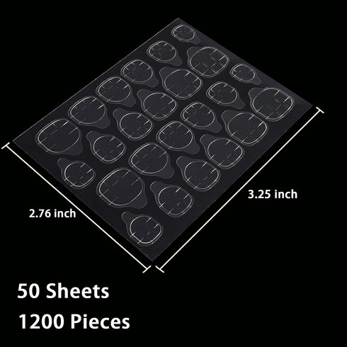 Laza 1200 Pcs Thin Breathable Adhesive Tabs - Fake Nail Glue Sticker (50 Sheets, Germany Jelly Gel)