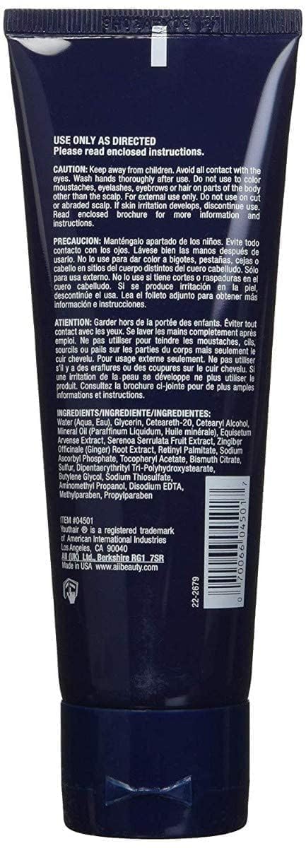 Youthair Crème Hair Color Restoring Conditioning Formula for Gray Hair Coverage, 3.75 oz, Made in USA