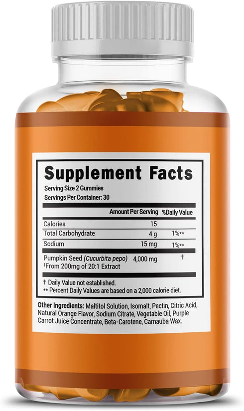 Pumpkin Seed Oil Gummies 4,000 mg for Hair Growth, Urinary Tract Support, Bladder Control & Younger Looking Skin –