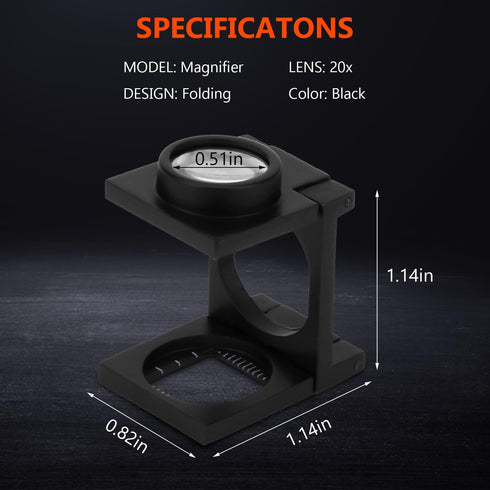 Mini Three-Folding Magnifier 20X Pocket Foldable Magnifying Glass with Scale for Jewelry DIY Crafts Appraisal Watch Repair Idea Gift for Kids by Rongon