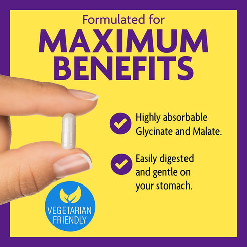 InnovixLabs Advanced Magnesium Capsules - 150 Ct, 210 mg - Chelated Magnesium Glycinate and Malate for Relaxation