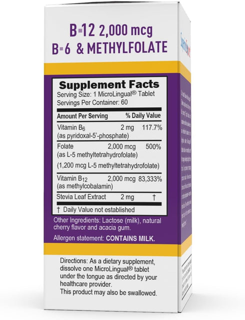 Superior Source No Shot Vitamin B12 Methylcobalamin (2000 mcg) | 60 Ct | Quick Dissolve MicroLingual for Cognitive