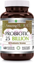 Amazing Flora Probiotic Supplement, 25 Billion-10 Strains, 60 Veggie Capsules, Non-GMO, Gluten-Free, Made in USA