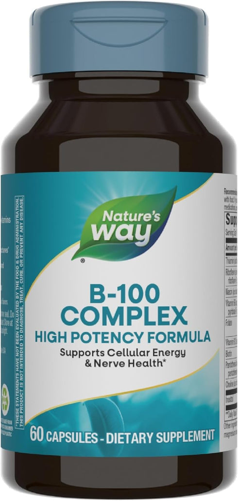 Nature's Way B-100 Complex, Supports Cellular Energy and Nerve Health, 60 Capsules
