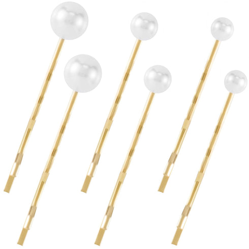 OIIKI 6PCS Pearl Hair Bobby Pins | Decorative Wedding Bobby Pins for Women and Girls in Gold