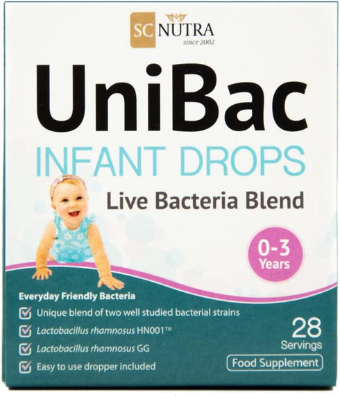 Unified Bacteria: UniBac Probiotics Baby/Infant Drops for 0-3 Years | Immune & Colic Suport | 1.5Bn CFU Probiotic Drops - 28 Servings