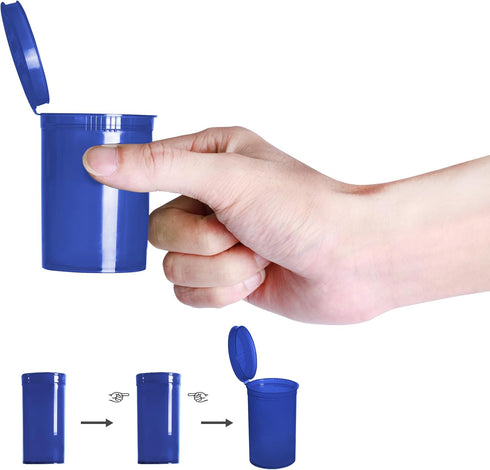 12pcs Plastic Empty Prescription Vials, Waterproof Airtight Pill Bottles with Pop Top Caps (19 Dram, Blue Opaque)