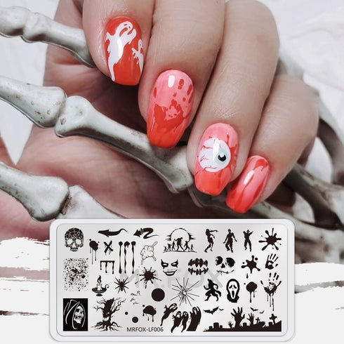 Mr. Fox Nail Printing Board Set - Halloween Flame Leopard, Zebra and Snake Motifs Nail Art DIY Stamping Template
