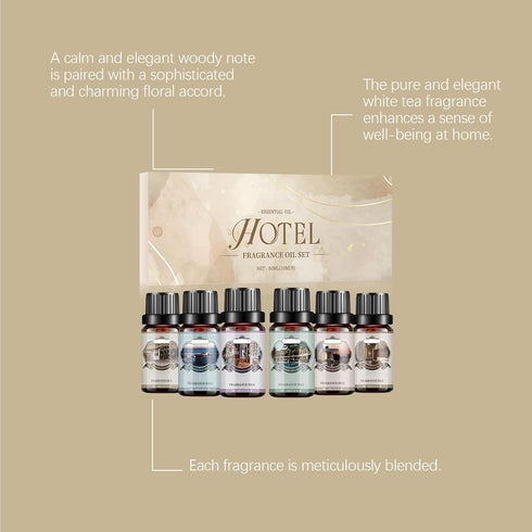 NebulaHouse Set 6scents Luxury Hotel Aromatherapy Essential Oil - for Home & Office, Natural Scented Oils