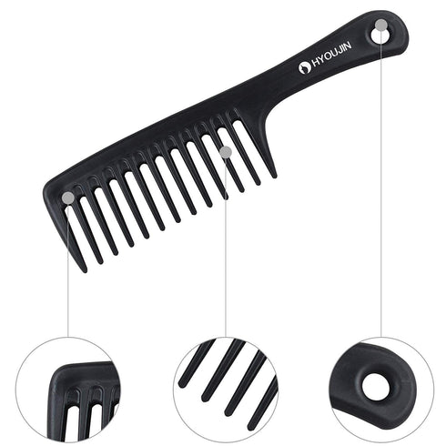 HYOUJIN Black Large Wide Tooth Detangler Paddle Brush, Best Styling Comb for Curly, Wet, Long Hair
