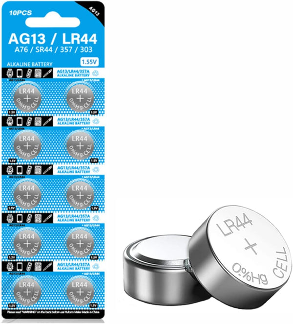 jixik 10pcs LR44 Batteries AG13 Button Cell Battery 1.5V 357 303 SR44 LR1154