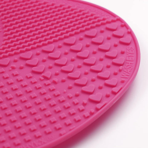 Makeup Brush Cleaner Mat, Silicone Brush Cleaning Mat Big Size with Suction Cup for Makeup Brush Cleaning (Hot Pink)
