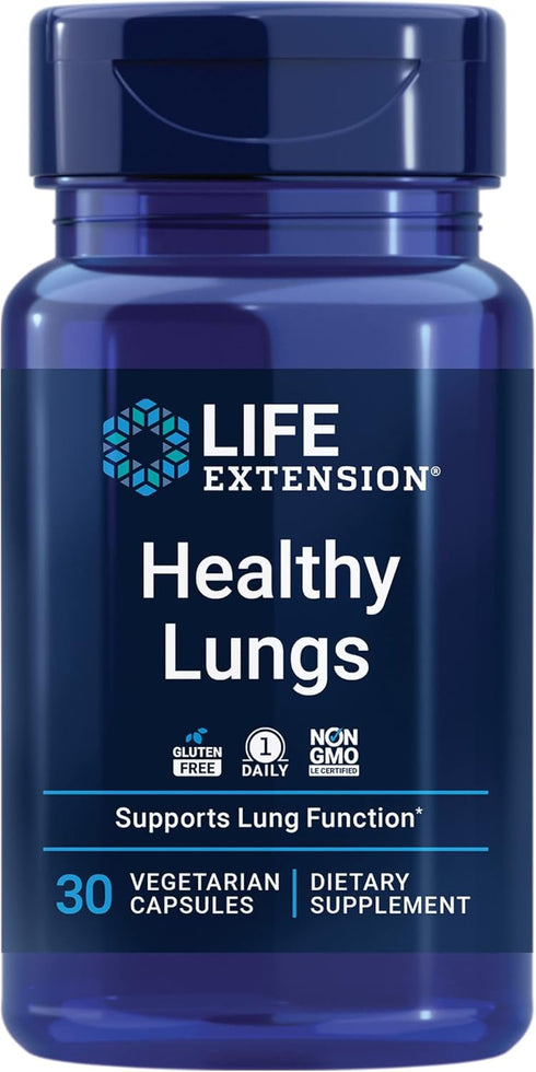 Life Extension Healthy Lungs Supplement – 30 Vegetarian Capsules for Lung & Breathing Health with Boswellia, Bael,