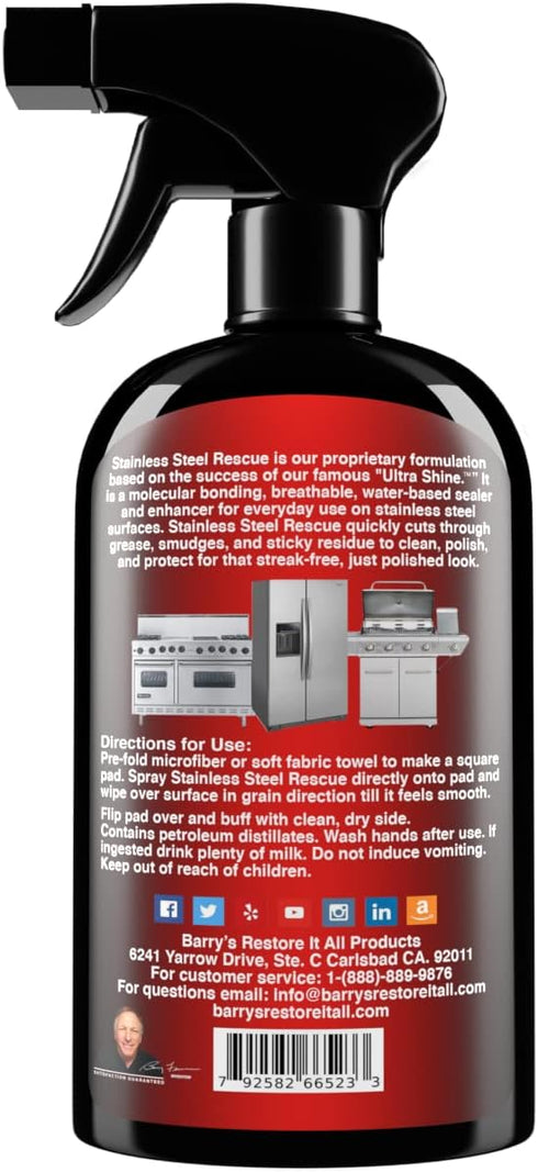 Stainless Steel Rescue 16oz. | Remove Sticky Residue, Smudges, Grease and More!
