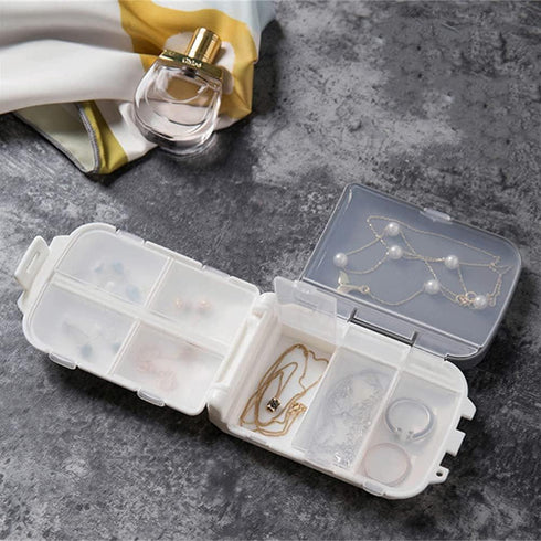 MUBOYI 8 Container,Blue,2pcs Moisture Proof Weekly Pill Organizer Box, Airtight Dispenser Travel Supplement Holder
