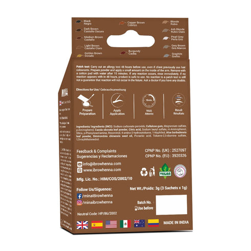 MinaiBrow Instant Hair Dye Kit Light Brown - Natural Spot Coloring Tinting Powder with Brush, 100% Grey Coverage