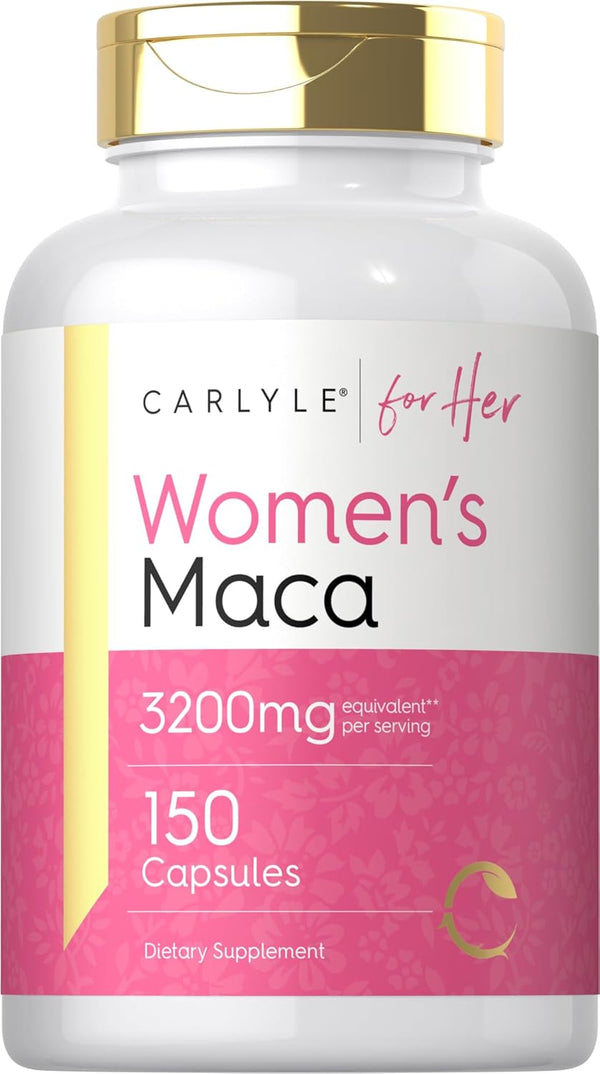 Carlyle Maca Root Capsules for Women 3200mg | 150 Count | Gluten Free, Non-GMO Supplement for Her