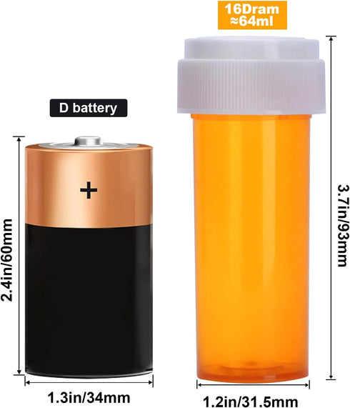 Plastic Empty Pill Bottles with Double Sided Use (Child Resistant & Easy Open) Caps - Medicine Container Pill Cases