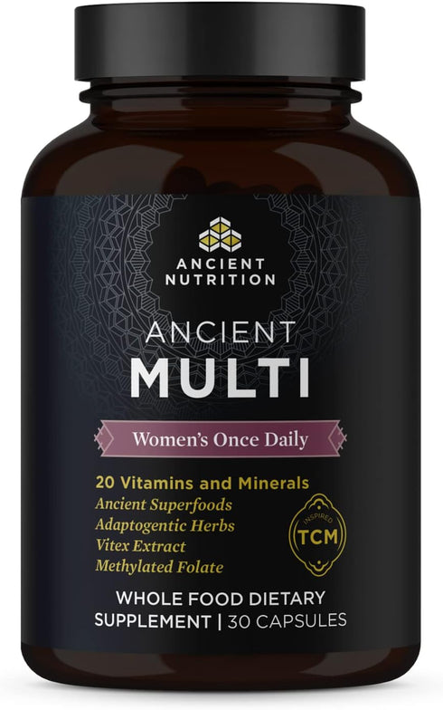 Ancient Nutrition Multivitamin for Women - Once Daily Supplement with Vitamin B, C, K2, Magnesium, Folate & Iron, 30ct