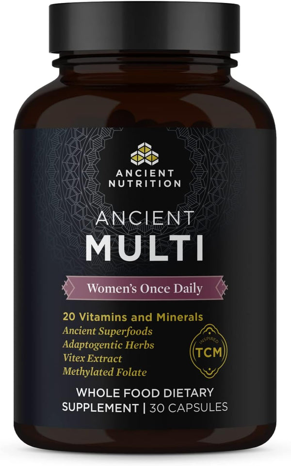 Ancient Nutrition Multivitamin for Women - Once Daily Supplement with Vitamin B, C, K2, Magnesium, Folate & Iron, 30ct