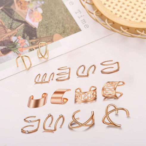 Rose Gold Hair Braids Dreadlock, 24 Pcs Non-Piercing Ear Clip Beard Beads for Women Men