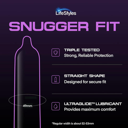 Pack, 100 Count Lifestyles Snugger Fit Natural Rubber and Lubricated Latex Condoms Value