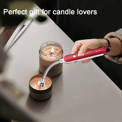 SUPRUS Electric Rechargeable Arc Lighter, Long Flexible Neck USB Lighter with LED Battery Display for Candle Cooking