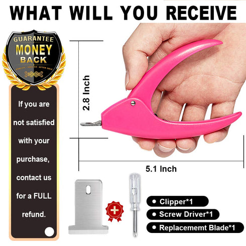 Pink Adjustable Artificial Acrylic Fake Nail Clipper, False Nail Tip Trimmer for Salon Home Manicure Pedicure