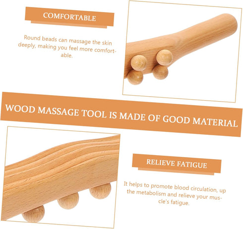 Wood Gua Sha Massage Tool with Beads Versatile Body Massage Stick for Deep Tissue Relief Acupoint Therapy and Muscle