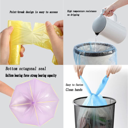 4 Gallon Thicken Value Small Colorful Trash Bags with Handle, 200 Counts for Bathroom, Bedroom, Office