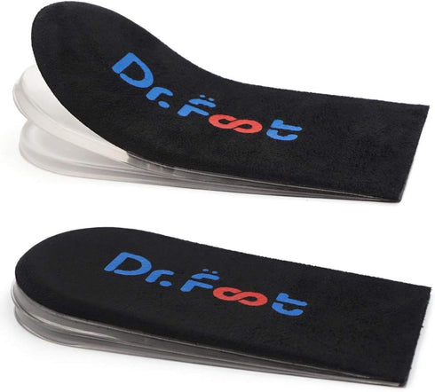 Dr.Foot Adjustable Orthopedic Heel Lift Inserts - Height Increase Insole for Heel Pain, Black, 3 Layers