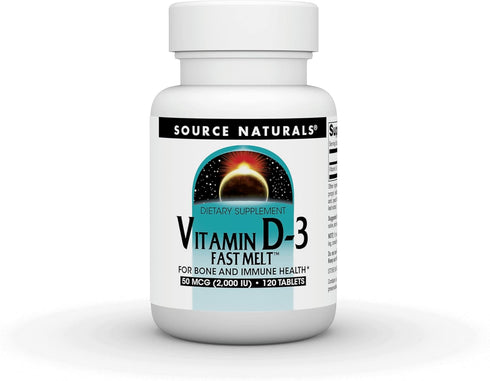 Source Naturals Vitamin D-3 2000 IU - 120 Fast Melt Tablets, Supports Bone & Immune Health, Black Cherry Peach Flavor
