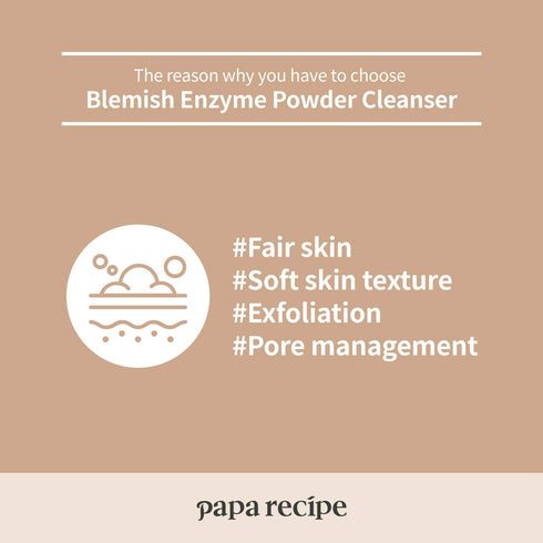 Papa Recipe Blemish Enzyme Powder Cleanser - Soft Exfoliating Facial Wash for Sensitive Skin (50g, 1.72oz) - Korean