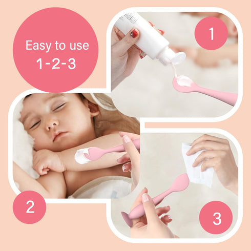 Qcbuegof Easy Diaper Cream Applicator Brush Silicone Scraper Butt Care Spatula with Suction Stand Base Portable Diaper