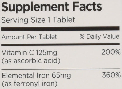 VITRON-C High Potency Iron Plus Vitamin C Tablets, 60 Ea, 3 Pack