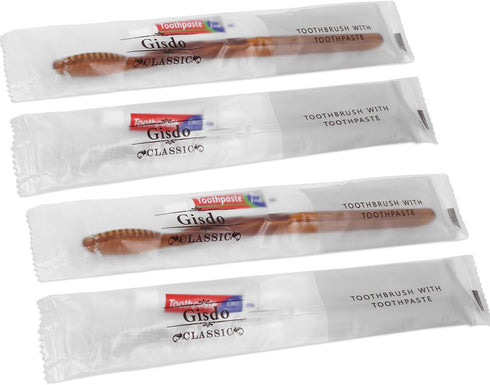 50 Pack Disposable Toothbrushes with Toothpaste, Individually Wrapped Travel Kit