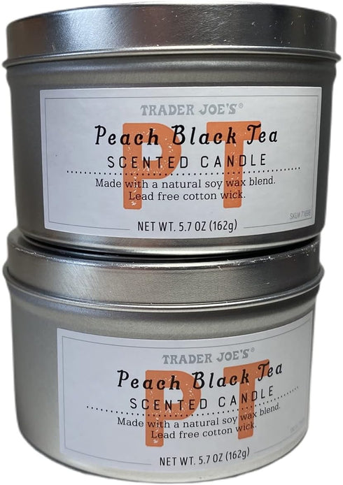 TJ's Trader Joe's Peach Black Tea Scented Candle, 5.7 oz (Pack of 2)