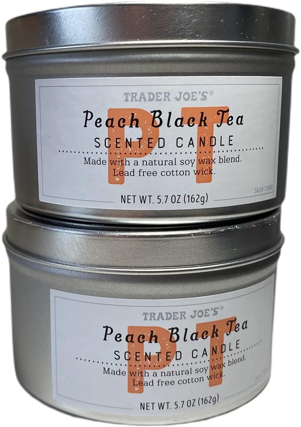 TJ's Trader Joe's Peach Black Tea Scented Candle, 5.7 oz (Pack of 2)