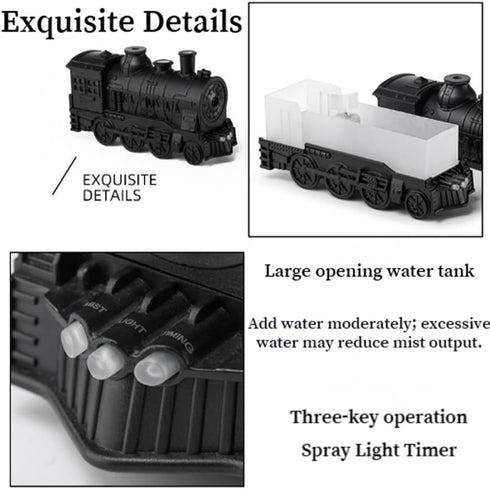 kunishi Essential Oil Train Diffuser, Vintage Steam Train Humidifier, Christmas Train Aroma Diffuser, Dual Mist Outlets