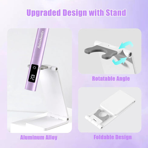 Mini UV Light for Gel Nails, Handheld Nail Lamp with Stand, Portable Cordless UV Nail Dryer Light, Violet